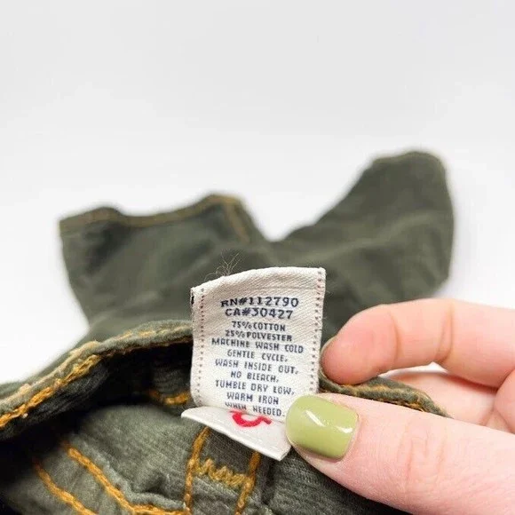 True Religion Corduroy Pants Kids‎ Girls Classic Stretch Wide Leg Green Size 4 - Picture 5 of 9